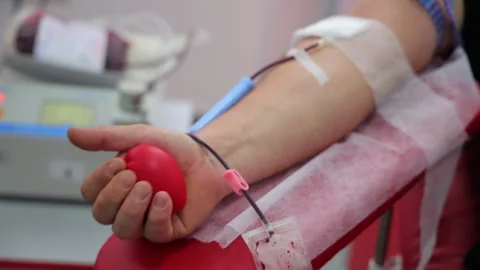 Donating blood is a good thing and made to others that he is waiting for hope. Stock Footage 327084861