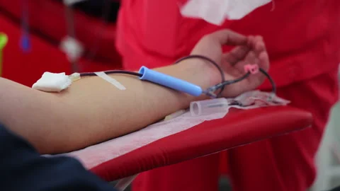 Donating blood is a good thing and made to others that he is waiting for hope. Stock Footage 327085320