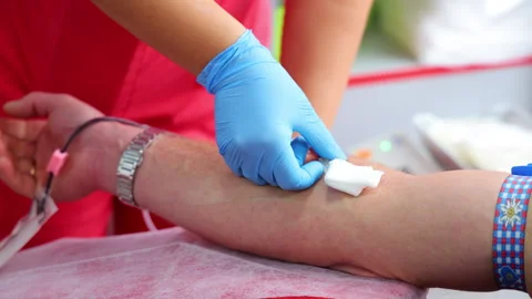 Donating blood is a good thing and made to others that he is waiting for hope. Stock Footage 327085493