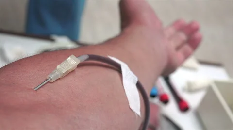 Donating blood pov Stock Footage 56647003