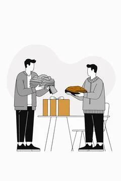 Donating Clothes to Charity Stock Illustration