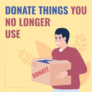 Donating unwanted stuff for decluttering card template Stock Illustration