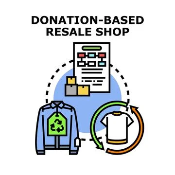Donation based resale shop concept with clothes recycling Illustrazione stock