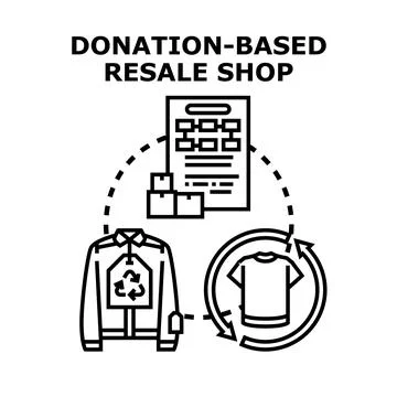 Donation based resale shop concept with clothes recycling Illustrazione stock
