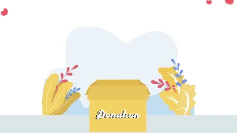 Donation box filled by clothes and money to donated Stock Footage 138514349
