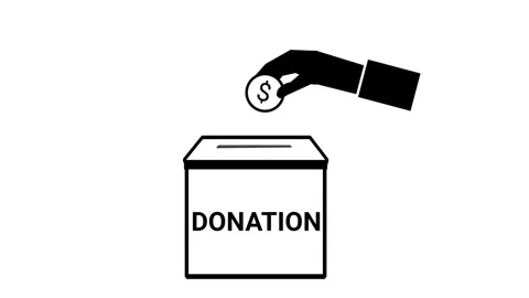 Donation Box Hand Dropping Coin Animation White Background Video stock 342599046