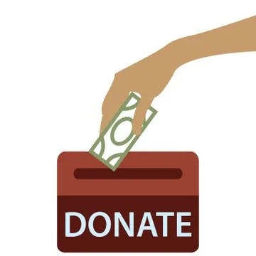 Donation box icon in flat style isolated on white background vector illustration Stock Illustration