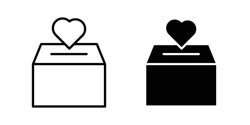 Donation box icon silhouette vector set. thin line pack Stock Illustration