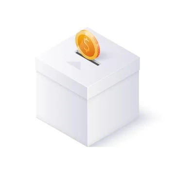 Donation box isolated on white background. Isometric vector illustration Stock Illustration