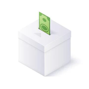 Donation box isolated on white background. Isometric vector illustration Illustrazione stock