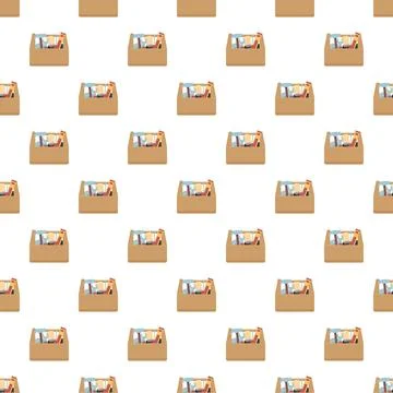 Donation box pattern repeating background illustrating charity concept Illustrazione stock