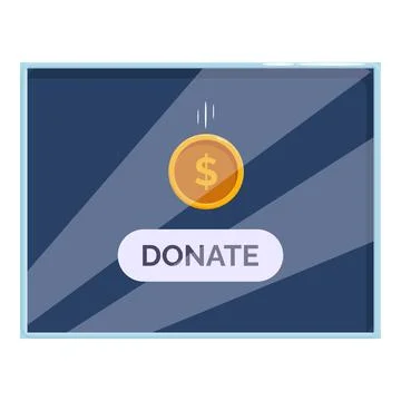 Donation box receiving falling dollar coin, encouraging online giving Stock Illustration