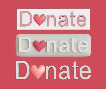 Donation button with a heart, donation concept. For use on websites Stock Illustration