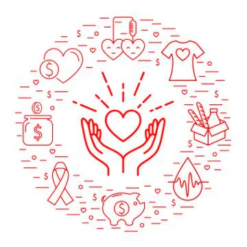 Donation circle banner Stock Illustration