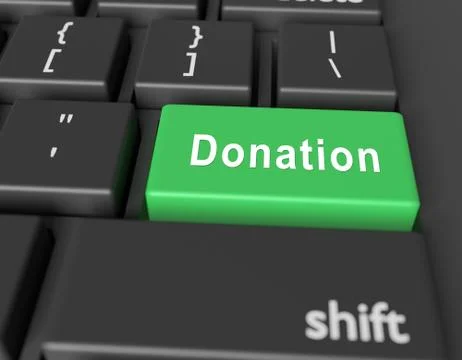 Donation concept. Word Donation on button of computer keyboard Stock Illustration