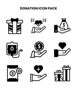 Donation DuoTone Set Icons Pack Stock Illustration