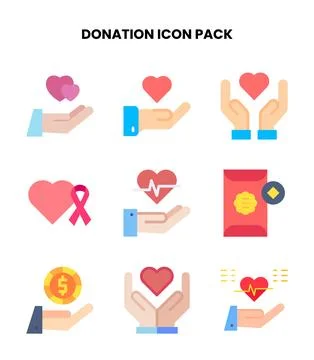 Donation Flat Bundle Icons Pack Stock Illustration
