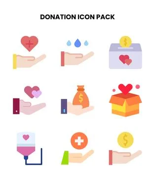 Donation Flat Graphics Icons Pack Stock Illustration