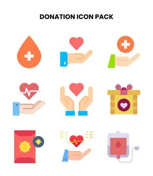 Donation Flat Icons Pack Stock Illustration