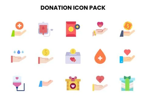 Donation Flat Vector Icons Pack Stock Illustration
