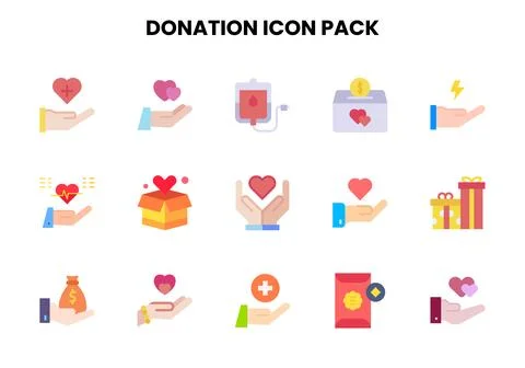 Donation Flat Vector Icons Pack Stock Illustration