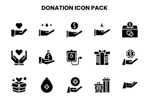 Donation Glyph Icons Pack Stock Illustration