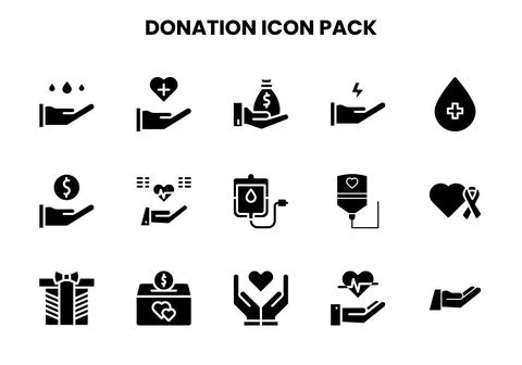 Donation Glyph UI Icons Pack Stock Illustration