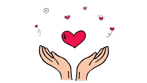 Donation hands hearts Stock Footage 73977884