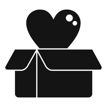 Donation heart box icon simple vector. Charity support Stock Illustration