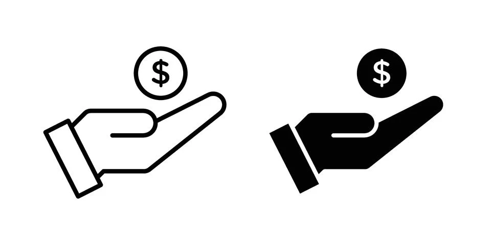 Donation icon vector concepts, line and silhouette style Stock Illustration