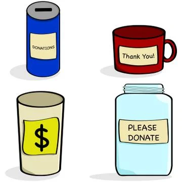 Donation jar and cups Stock Illustration
