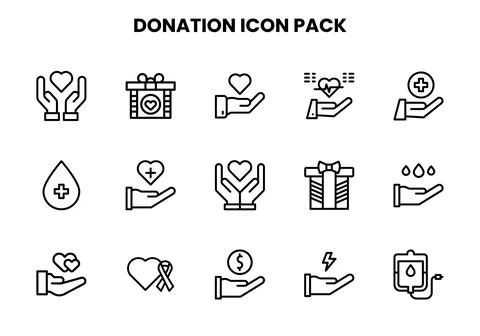 Donation Line Bundle Icons Pack Stock Illustration