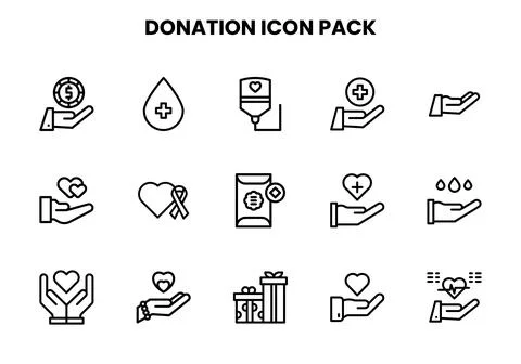 Donation Line Graphics Icons Pack Stock Illustration