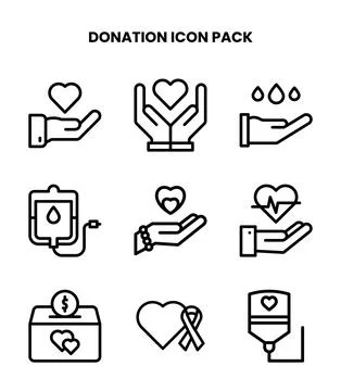 Donation Line Scalable Icons Pack Stock Illustration