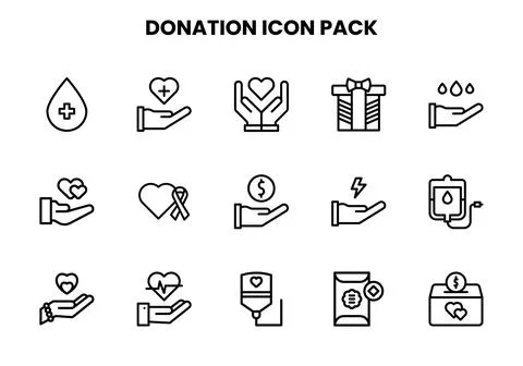 Donation Line Vector Icons Pack Stock Illustration