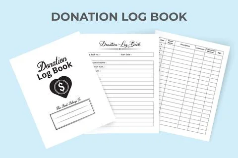 Donation log book KDP interior. Charity checker notebook. KDP interior journa Stock Illustration
