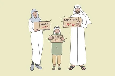 Donation for muslim families concept. Stock Illustration