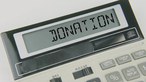 Donation Text or Words and Hand Typing Calculator Concept Stock Footage 308821735