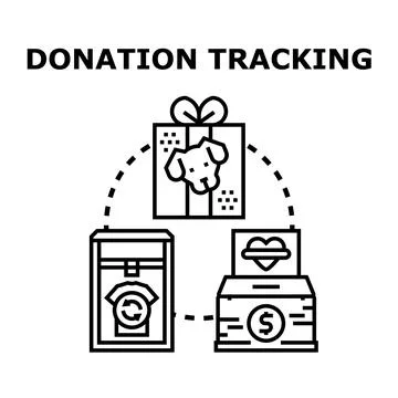 Donation tracking, management, and charitable giving concept Stock Illustration