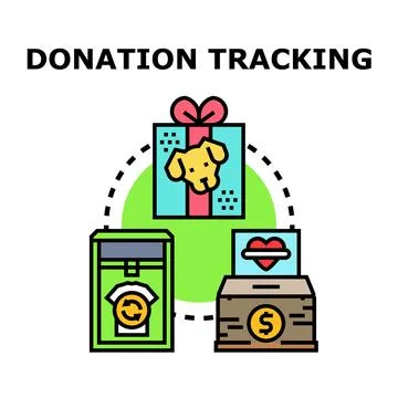Donation tracking, management, and charitable giving concept Stock Illustration