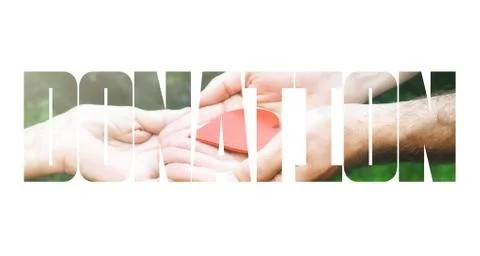 Donation Transparent Text Effect, white background. Stock Photos