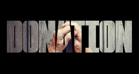 Donation Transparent Text Effect, white background. Stock Photos