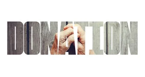 Donation Transparent Text Effect, white background. Stock Photos