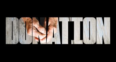 Donation Transparent Text Effect, white background. Foto stock
