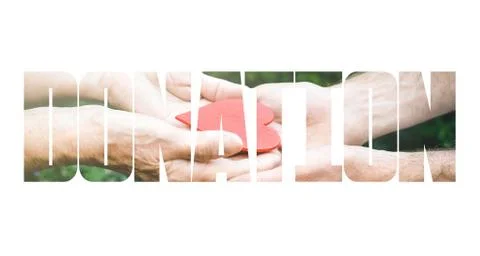 Donation Transparent Text Effect, white background. Stock Photos