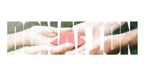 Donation Transparent Text Effect, white background. Stock Photos