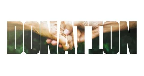 Donation Transparent Text Effect, white background. Stock Photos
