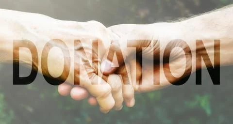 Donation Transparent Text Effect, white background. Stock Photos