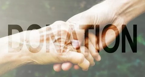 Donation Transparent Text Effect, white background. Stock Photos