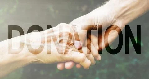 Donation Transparent Text Effect, white background. Stock Photos